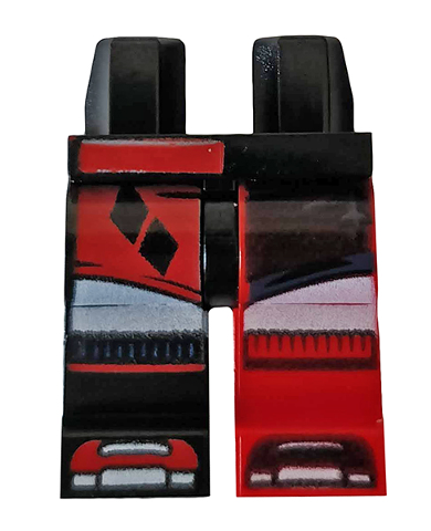 Hips and 1 Red Left Leg, 1 Black Right Leg with Boots, Socks, Shorts and 2 Black Diamonds Pattern