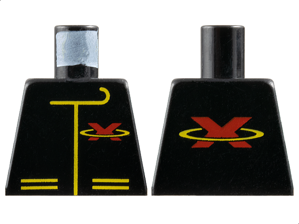 Torso Racing Suit with Red Letter X Extreme Team Logo and Yellow Lines Pattern