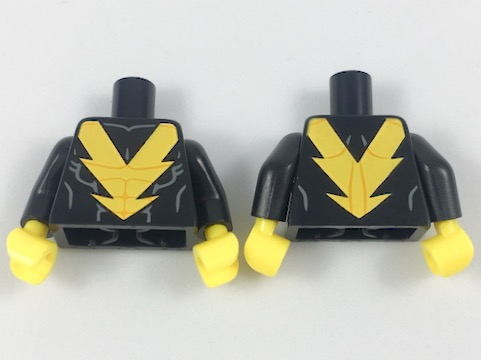Lego Minifig Plain Black Torso x 5 with Black Hands 
