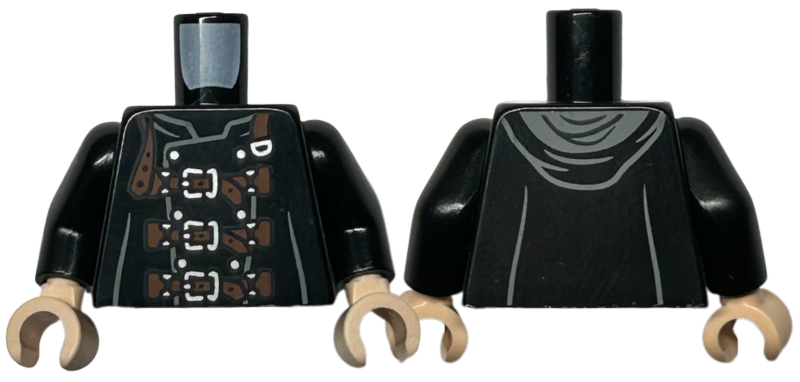Torso Coat with Hood, Silver Buttons, and Reddish Brown Straps with Buckles Pattern / Black Arms / Light Nougat Hands
