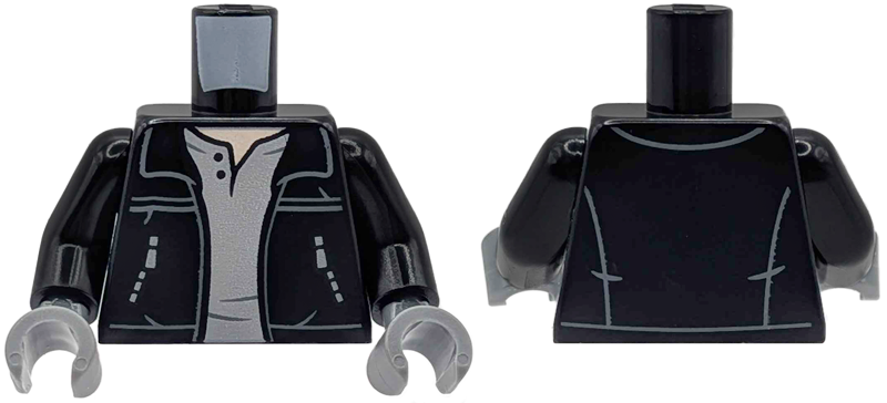 Black jacket torso with zipper pockets and shirt