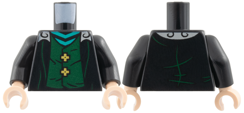 Black coat torso with dark green vest and buttons