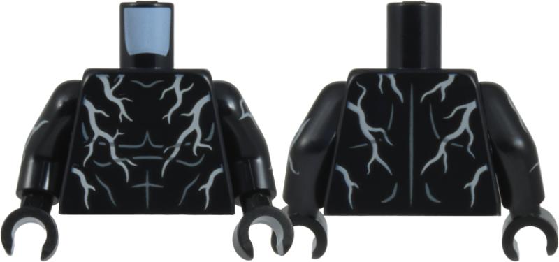 Black Venom torso with white lightning and muscles