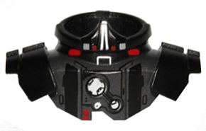 Minifigure Armor Shoulder Pads with Neck Protection with Silver and Red Pattern