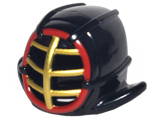 Minifigure, Headgear Helmet Ninjago Kendo with Gold Grille Mask and Red Trim Pattern