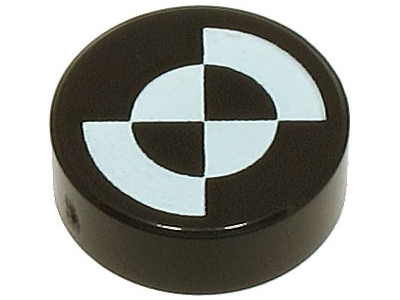 Tile, Round 1 x 1 with White Quarter Circles and Arcs (Fiducial Marker) Pattern