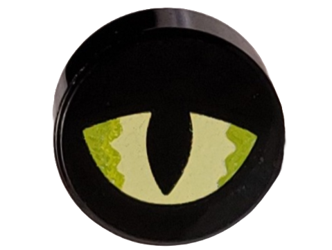 Tile, Round 1 x 1 with Yellowish Green and Lime Eye Partly Closed with Slit Pupil Pattern (Dungeons & Dragons Displacer Beast)
