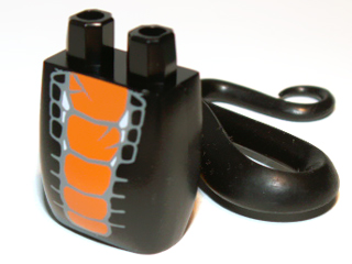 Lower Body, Serpent with Molded Flexible Rubber (Same Color) Tail and Printed Orange Scales Pattern
