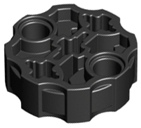 Technic, Axle Connector Block Round with 2 Pin Holes and 3 Axle Holes (Hero Factory Weapon Barrel)