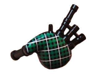 Minifigure, Utensil Musical Instrument, Bagpipes with Green and White Tartan Pattern