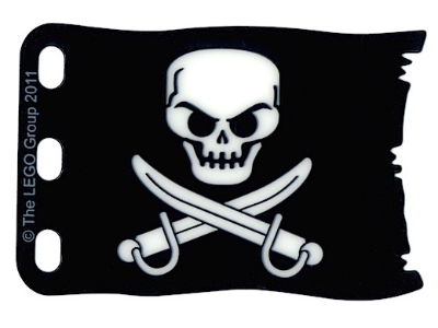 Plastic Flag 8 x 5 with White Skull and Crossed Cutlasses Pattern