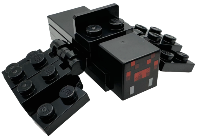 Minecraft Spider with Bracket for Jockey Attachment, Light Bluish Gray Fangs - Brick Built