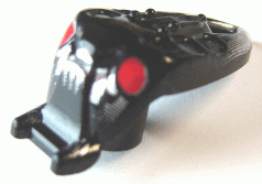 Minifigure, Head, Modified Bionicle Barraki Mantax with Red Eyes and Silver Pattern