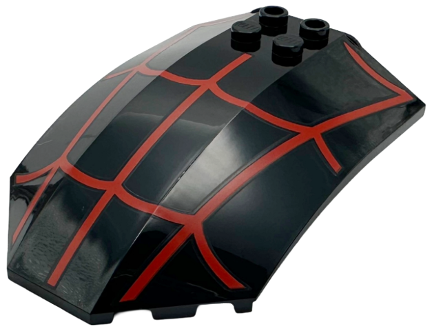 Windscreen 8 x 6 x 2 Curved Sloped Sides with Red Spider Web 3 Vertical Lines Pattern