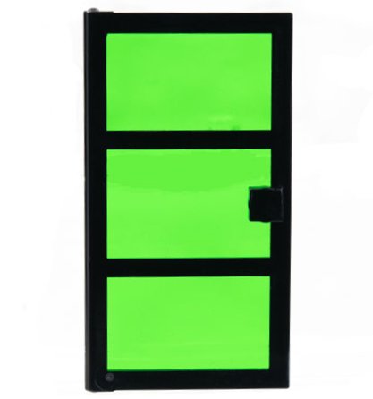 Door 1 x 4 x 6 with 3 Panes and Square Handle with Fixed Trans-Green Glass
