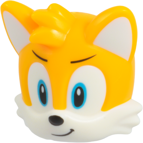 Minifigure, Head, Modified Fox with Molded White Face and Ears and Printed Medium Azure Eyes, Black Nose, Eyebrows and Grin Pattern