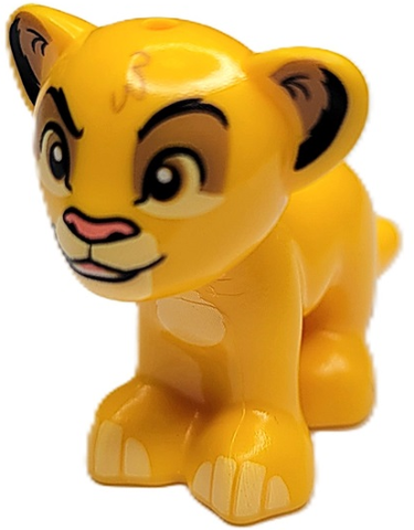 Cat, Friends Style, Large, Baby Cub (Lion) with Medium Nougat Eyes and Ears, Coral Nose and Bright Light Yellow Muzzle, Chest and Paws Pattern (Disney Simba)