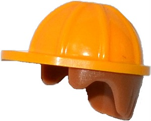 Minifigure, Headgear Helmet Construction with Molded Medium Nougat Short Straight Hair Pattern