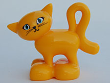 Duplo Cat Standing Turned Head with Large Eyes with Eyelashes Pattern