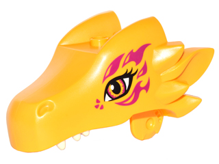 Dragon Head (Elves) Jaw Upper with Orange Eyes and Magenta Swirls Pattern (Zonya)