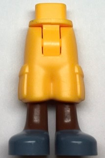 Mini Doll Hips and Trousers Cropped Large Pockets, Reddish Brown Legs, Sand Blue Shoes Pattern - Thick Hinge