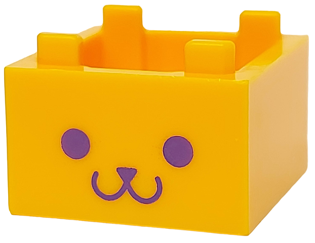 Container, Box 2 x 2 x 1 - Top Opening with Raised Inner Bottom with Dark Purple Cat Face Pattern