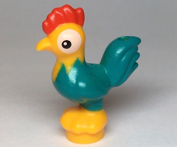 Chicken, Moana with Round Base with Dark Turquoise Tail Feathers Pattern (Heihei)