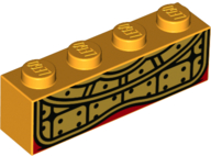 Brick 1 x 4 with Gold Breastplate Pattern (BrickHeadz Monkey King Chest)