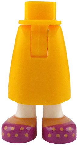 Mini Doll Hips and Skirt Long with Molded White Legs and Printed Medium Nougat Feet and Magenta Shoes Pattern - Thick Hinge