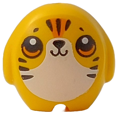 Minifigure, Utensil Pillow Plush Toy with Tiger with Black Nose, Mouth and Stripes, Orange Eyes and Forehead, White Stomach Pattern
