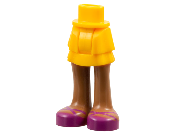 Mini Doll Hips and Skirt Layered, Medium Nougat Legs and Magenta Sandals Pattern - Thick Hinge