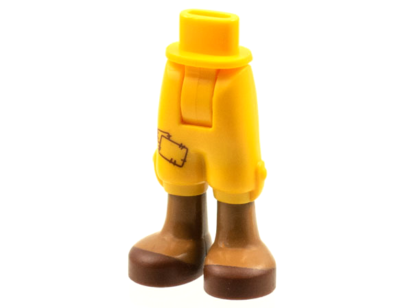 Mini Doll Hips and Trousers Cropped with Patch, Medium Nougat Legs, and Reddish Brown Sandals Pattern - Thick Hinge