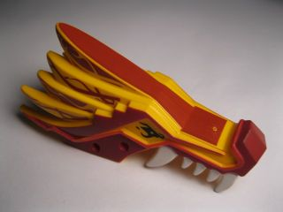 Dragon Head (Ninjago) Jaw Upper with Dark Red Sections, White Teeth and Red Stripes Pattern