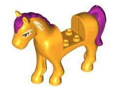 Horse, Friends Style with 2 x 2 Cutout with Magenta Mane and Tail and White Face Decorations Pattern (Firebolt)