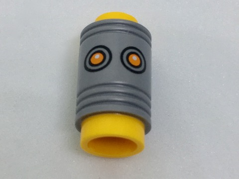 Minifigure, Head, Modified Pencil Top with Flat Silver Ferrule and Orange Eyes Pattern