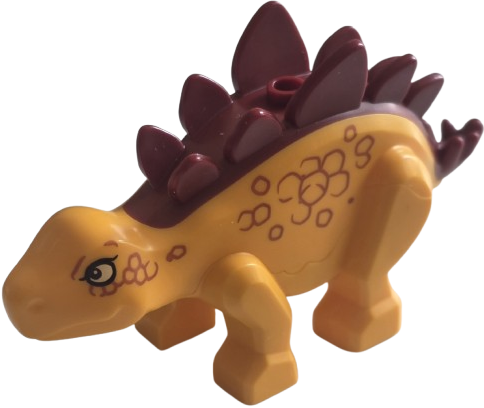 Dinosaur Stegosaurus with Molded Dark Red Spines and Printed Tan Eyes and Dark Orange Markings Pattern
