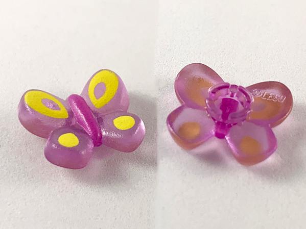 Clikits, Icon Butterfly 2 x 2 with Pin with Light Purple Body and Bright Light Yellow Wing Markings Pattern