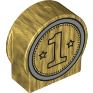 Duplo, Brick 1 x 2 x 2 Round Top, Cut Away Sides with Number 1 and Two Stars in Circle Pattern