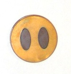 Tile, Round 2 x 2 with Bottom Stud Holder with Dark Brown Ovals Pattern