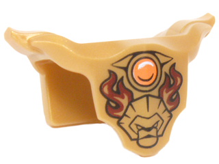 Minifigure Armor Breastplate with Shoulder Pads with Lion Head, Dark Red Flames, and Orange Round Jewel (Fire Chi) Pattern