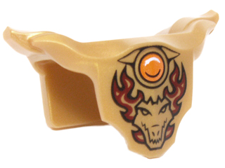 Minifigure Armor Breastplate with Shoulder Pads with Crocodile Head, Dark Red Flames, and Orange Round Jewel (Fire Chi) Pattern