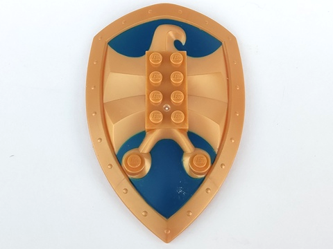 Large Figure Shield, 2 x 4 Brick Relief, Jayko Hawk with Dark Blue Pattern