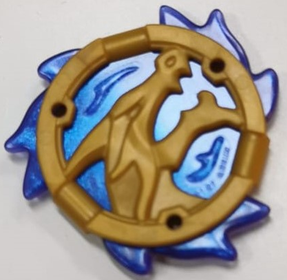 Ring 3 x 3 with Dragon Head with Molded Satin Trans-Dark Blue Flames Pattern (Ninjago Storm Amulet)