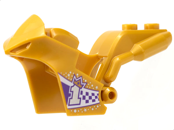 Motorcycle Fairing, Stuntz Sport Bike Tapered Front with Silver Number 1 with Gold Crown on Dark Purple and White Checkered Pattern
