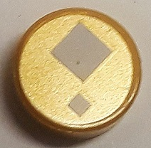 Tile, Round 1 x 1 with 2 White Squares on Gold Background Pattern (BrickHeadz Monkey King Eye)