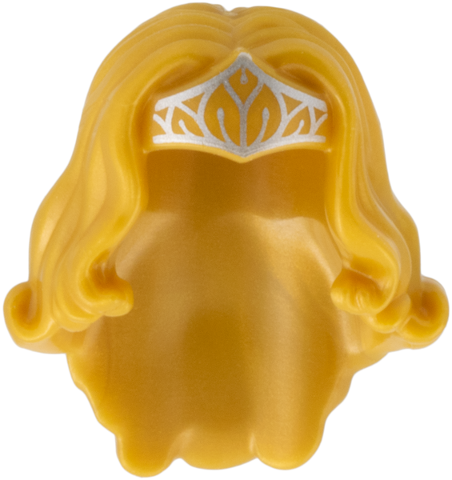 Pearl gold female long wavy hair with a silver tiara pattern.