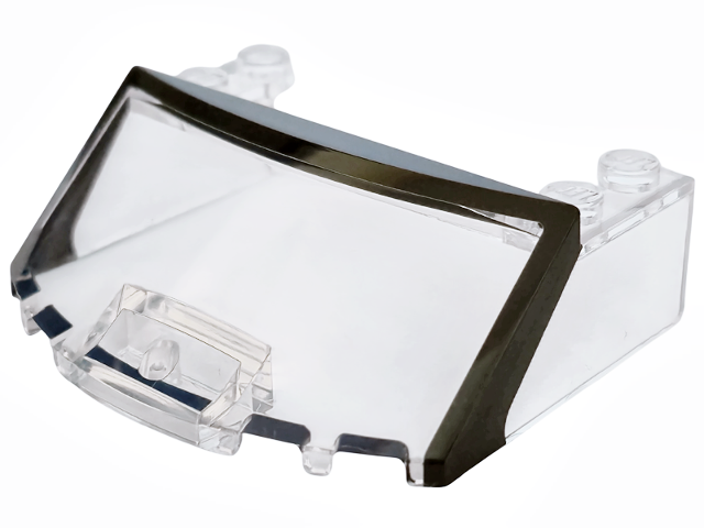 Windscreen 5 x 6 x 1 2/3 with Molded Black Windshield Frame and Printed Wide Black Side Pillars Pattern