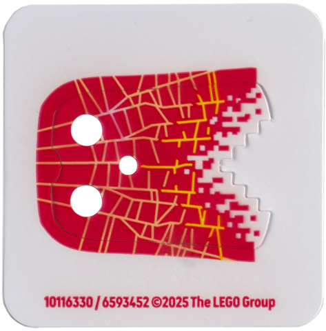 Minifigure Cape Plastic, Stepped Edge with Yellow Lines on Red Pixelated Background Pattern