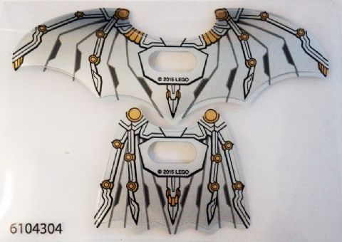 Plastic Wings with Space Batman Pattern, Sheet of 2, Opened and Collapsed Wings