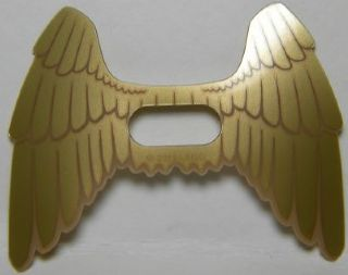 Minifigure Wings Feathered Collapsed with Center Opening with Gold Feathers Pattern